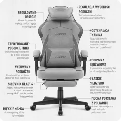 Fotel gamingowy Cabro C502 Szary Czarny Tkanina